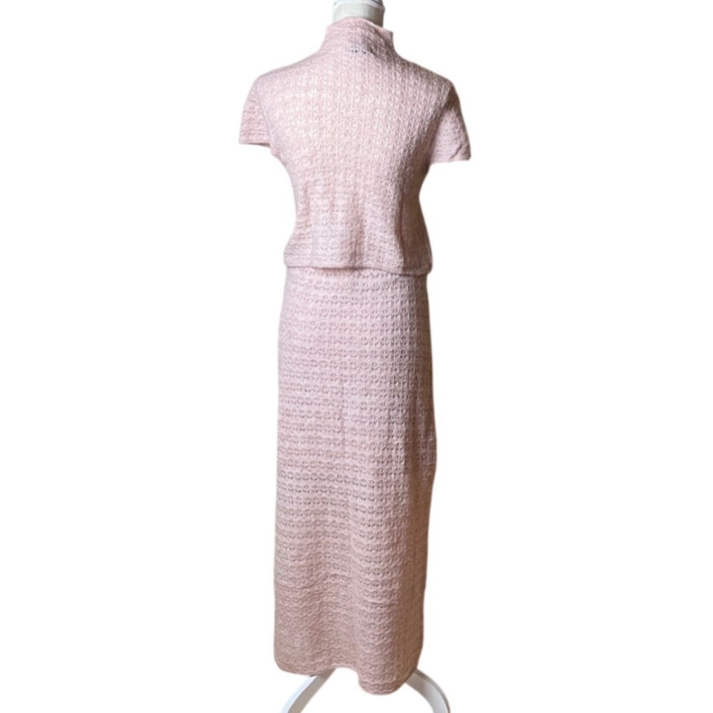 House of Harlow 1960 Crochet Knit Maxi Skirt Set - 2 Pieces Soft Pink Size S - Picture 4 of 15